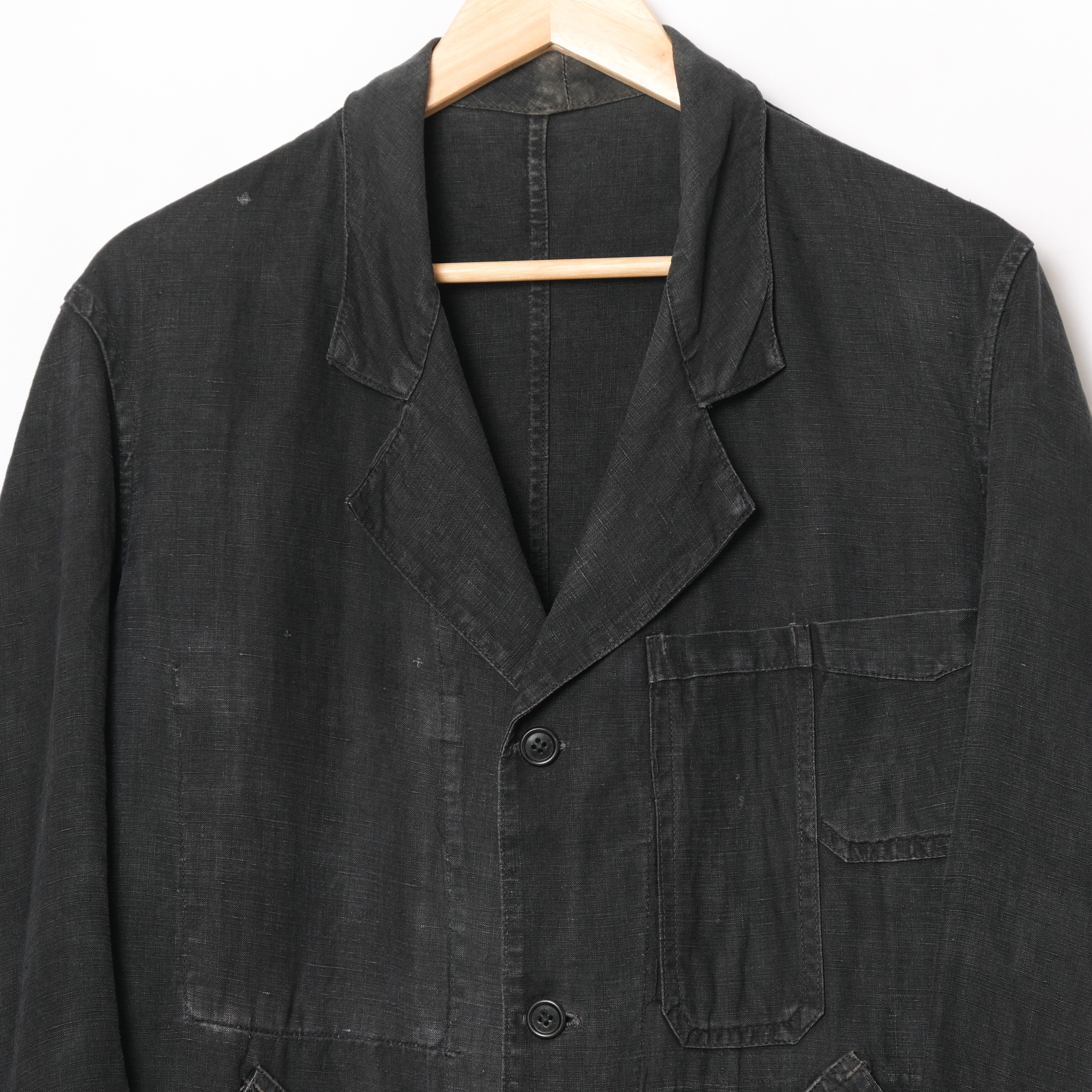 1940-50年代 フランス製 ブラックリネンマキニョンコート 40s 50s original