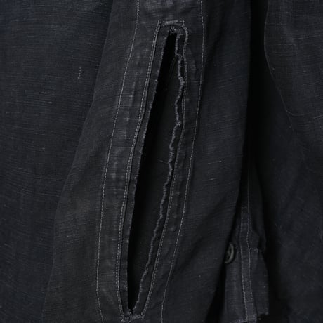 30-40s France Vintage SALACHE Black Linen  Maquignon Coat Size 60L