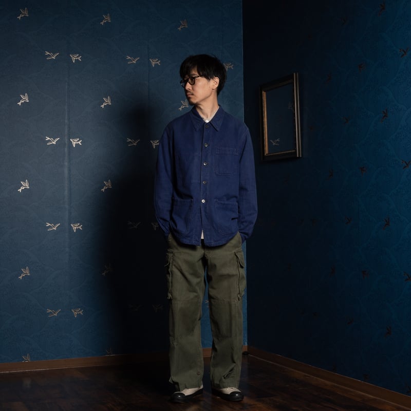 ジャケット・アウター 50s vintage cotton jacket 40-50s France Vintage VULCAIN Blue Cotton Twill