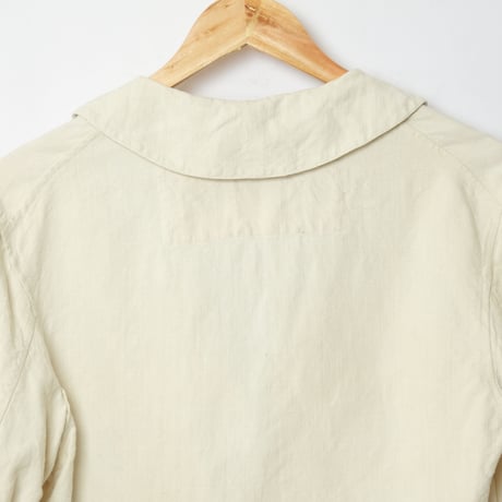 20-30s Marine Nationales Shawl collar Linen Smock（Blue Cuffs)