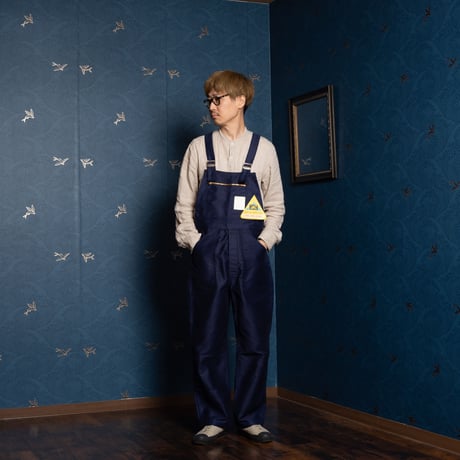 40-50s Le Mont St Michel  Blue Moleskin Work Overalls Dead Stock