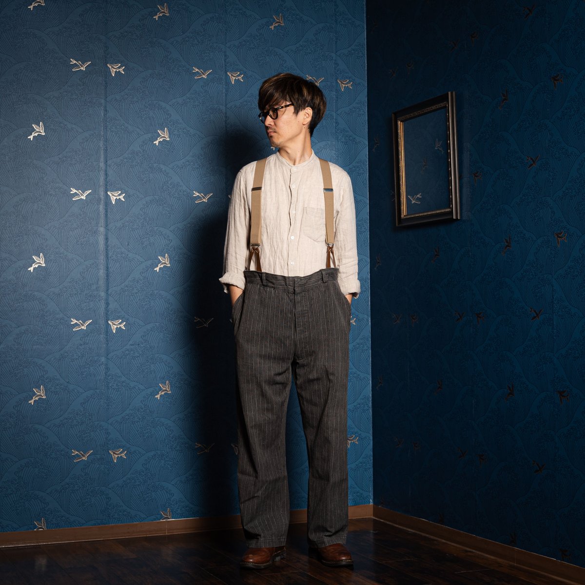 30s-50s ユーロヴィンテージ フレンチ コットンピケパンツ ストライプ 30s-50s ユーロヴィンテージ フレンチ コットンピケパンツ ストライプ