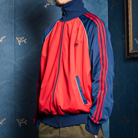 80s Vintage adidas Track Jacket Red × Navy (Made in Hungaria)