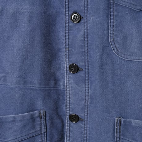 40s-50s France Vintage Adolphe Lafont Blue Moleskin Work Jacket