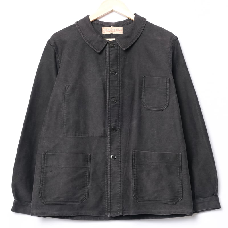 50s フランスブラックモールスキンジャケット 50s France Vintage Le Mont Saint Martin Black M