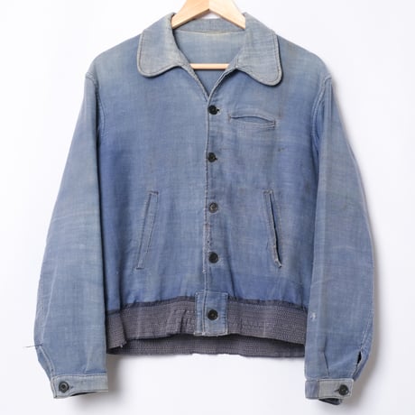 40s France Vintage Le Faisan Blue Mokeskin Cyclist Jacket