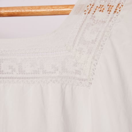 Early 1900s France Antique Cotton No sleeve Night Dress