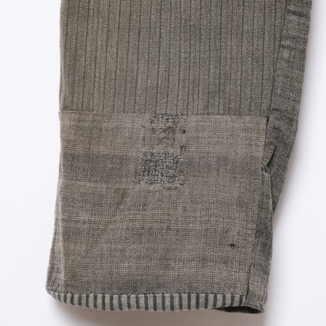30-40s French Vintage HBT Black Chambray Trousers Stripe Patch Work
