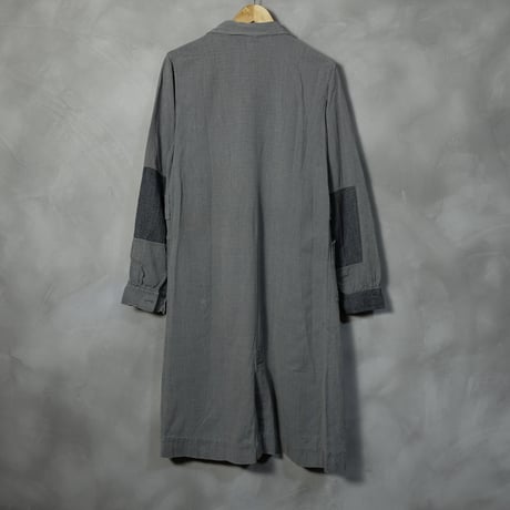 40-50s France Vintage DELUZET MICHEL Black Chambray Atelier Coat