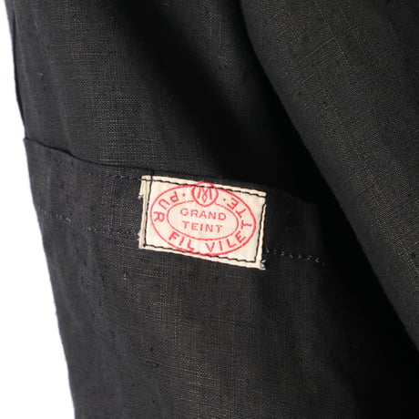 40s France Vintage Indigo Linen Maquignon Coat Dead Stock