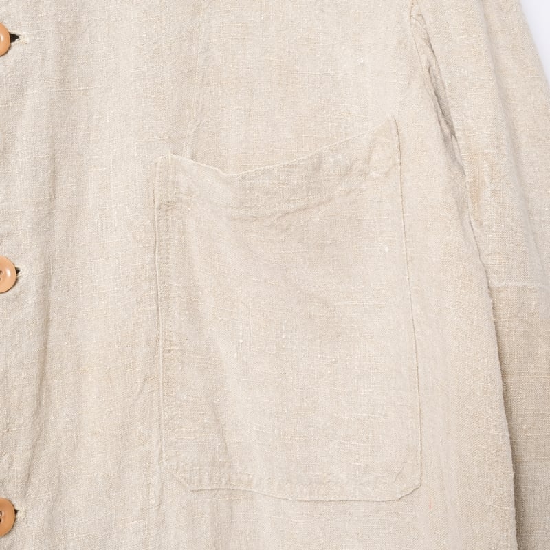 30-40s France Vintage Linen Coat With Chin Stra