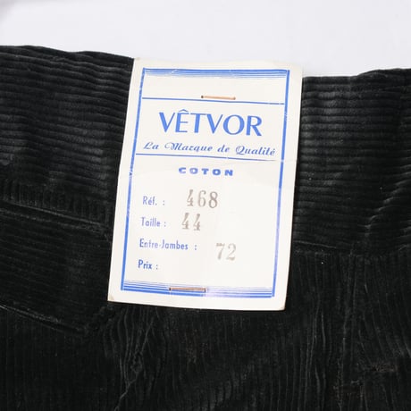 40-50s  France Vintage VETVOR Black Corduroy Trousers Dead Stock