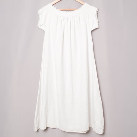 France Antique Linen Half Sleeve Night Dress 1