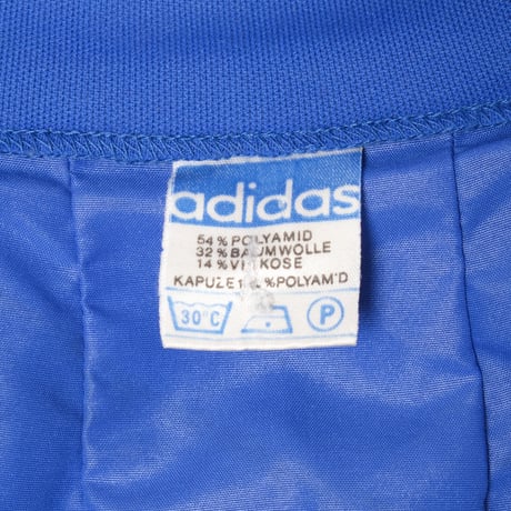 70s Vintage adidas Track Jacket With Hood Blue × White (Made in West Germany)