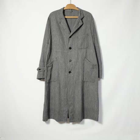 40-50 France Vintage Le Rhin Black Chambray Atelier Coat Shop Coat Size M