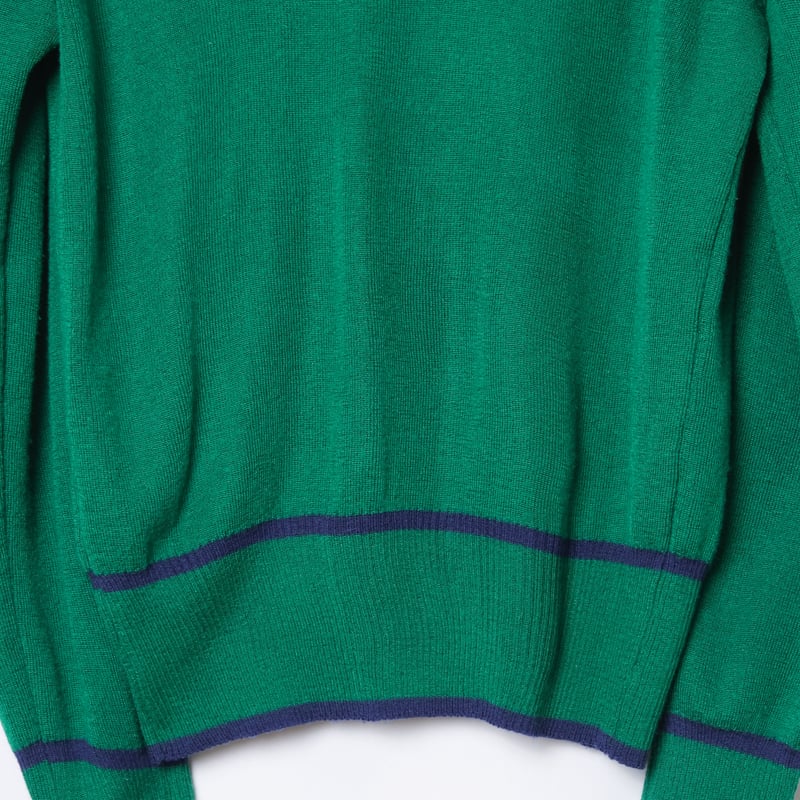 80s Vintage adidas Knit Cardigan Green × Navy |