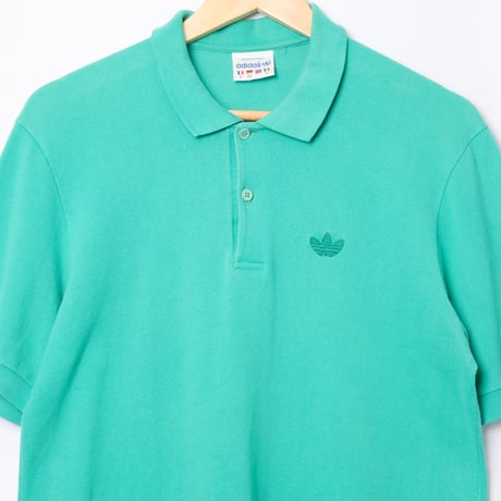 80s Vintage adidas Ventex Half Sleeve Polo Shirt Green（Made in France)
