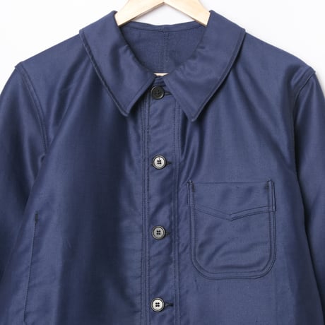 40s France Vintage Adolphe Lafont Blue Moleskin Work Jacket Dead Stock
