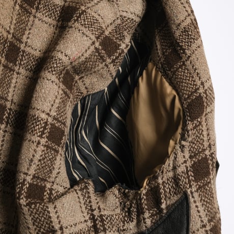 50s-60s France Vintage Leather Jacket Wool Collar (Corbusier Jacket)
