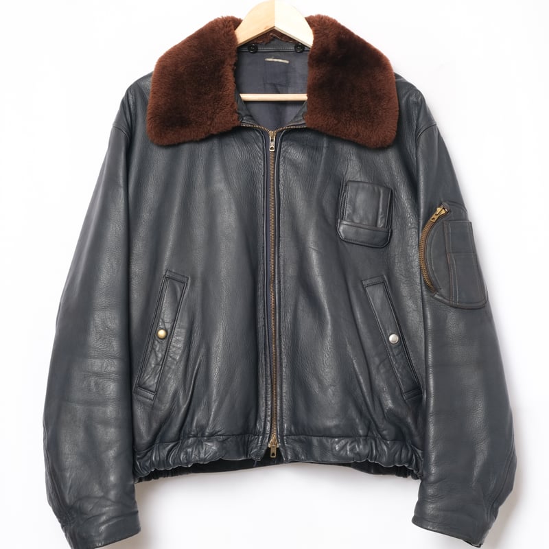 French Army Pilot Leather Jacket (Navy) | Ugla