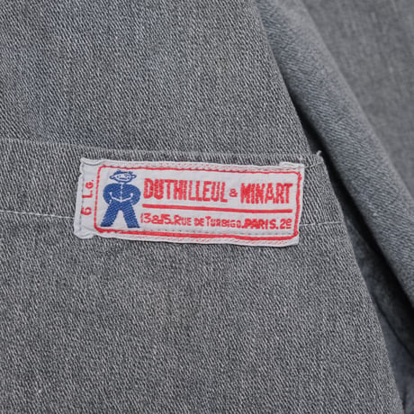 40-50s French Vintage DUTHILLEUL&MINART Black Chambray Atelier Coat