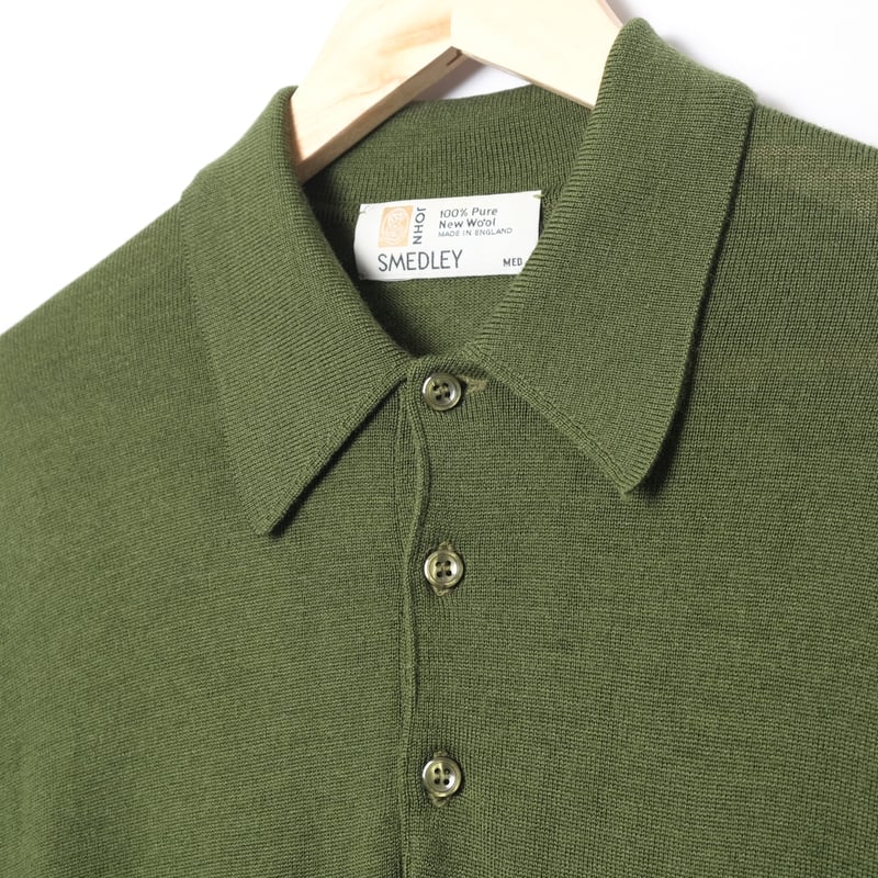 90s JOHN SMEDLEY Merino Wool Knit Polo（Made in 