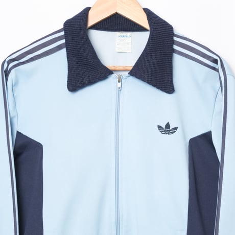 70-80s Vintage adidas Track Jacket Light Blue × Navy (Made in France)