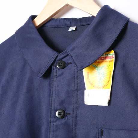 60s France Vintage A St Michel Blue Moleskin Work Jacket Dead Stock