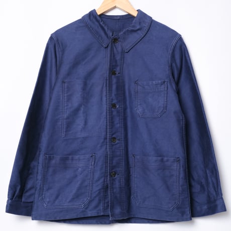 50s France Vintage Dubure & Deverchere Blue Moleskin Work Jacket