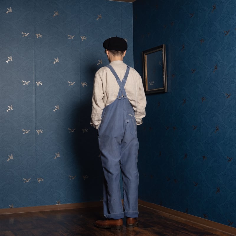 ユーロワーク 40s ビンテージ モールスキン オーバーオール ボロ（40s  