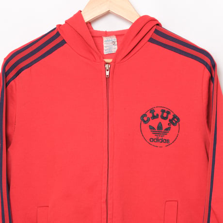 70s-80s Vintage Ventex CLUB adidas Hoodie Red (Made in France)