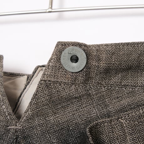 30-40s French Vintage HBT Black Chambray Trousers Stripe Patch Work