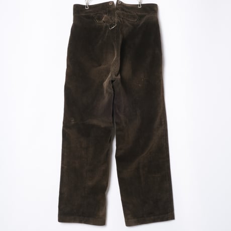 30-40s France Vintage LE MECANO Dark Brown Corduroy Trousers