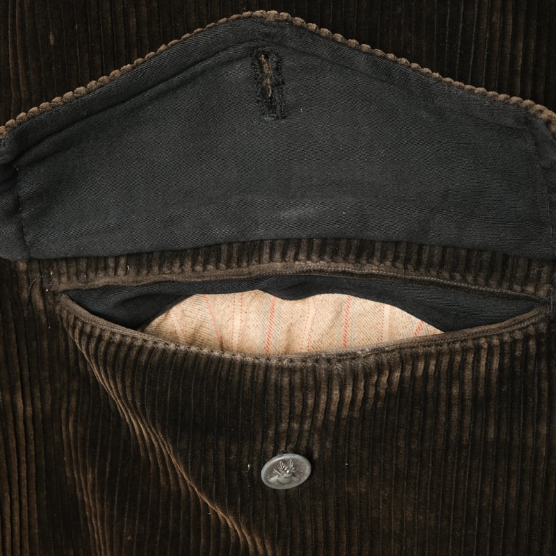 30-40s France Vintage Brown Corduroy Hunting Ja 30-40s France Vintage Brown Corduroy Hunting Ja
