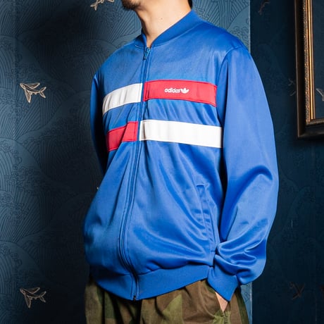 70-80s Vintage adidas Collarless Track Jacket Blue（Made in U.S.A.）