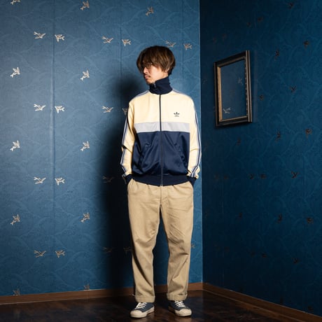 70-80s Vintage adidas Track Jacket Navy × Custard (Made in England)