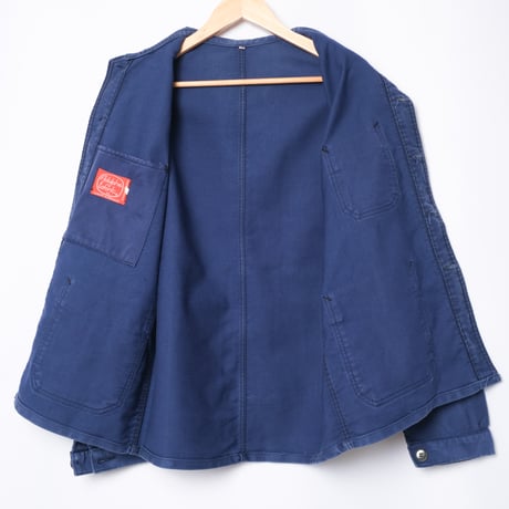 50s France Vintage Adolphe Lafont  Blue Moleskin Work Jacket