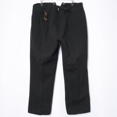 30-40s France Vintage Wool Black Trousers