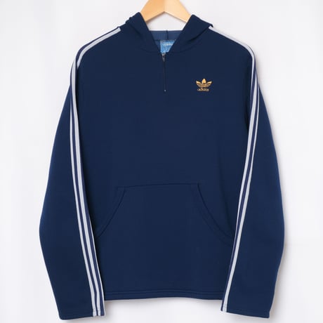 70s Vintage adidas Half Zip Hoodie Navy (Made in France)