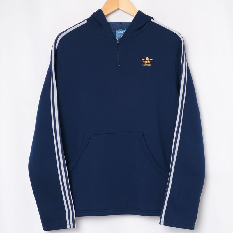 70s Vintage adidas Half Zip Hoodie Navy (Made i 70s Vintage adidas Half Zip Hoodie Navy (Made i