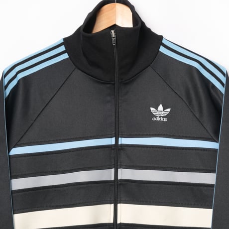 70-80s Vintage adidas Ventex Track Jacket Model First Black× Light Blue (Made in France)
