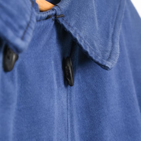 30s France Vintage Adolphe Lafont Blue Moleskin Double Breasted Work Jacket