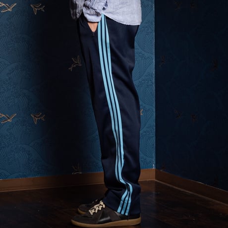70-80s Vintage adidas Ventex Track Trousers Navy × Light Blue (Made in France)