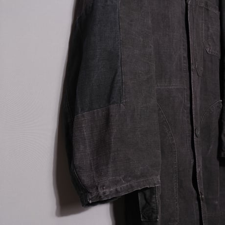 40-50s France Vintage  VETRA Black Linen  Maquignon Coat