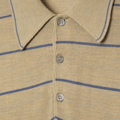 90s JOHN SMEDLEY Merino Wool Knit Polo Shirt Green（Made in England)