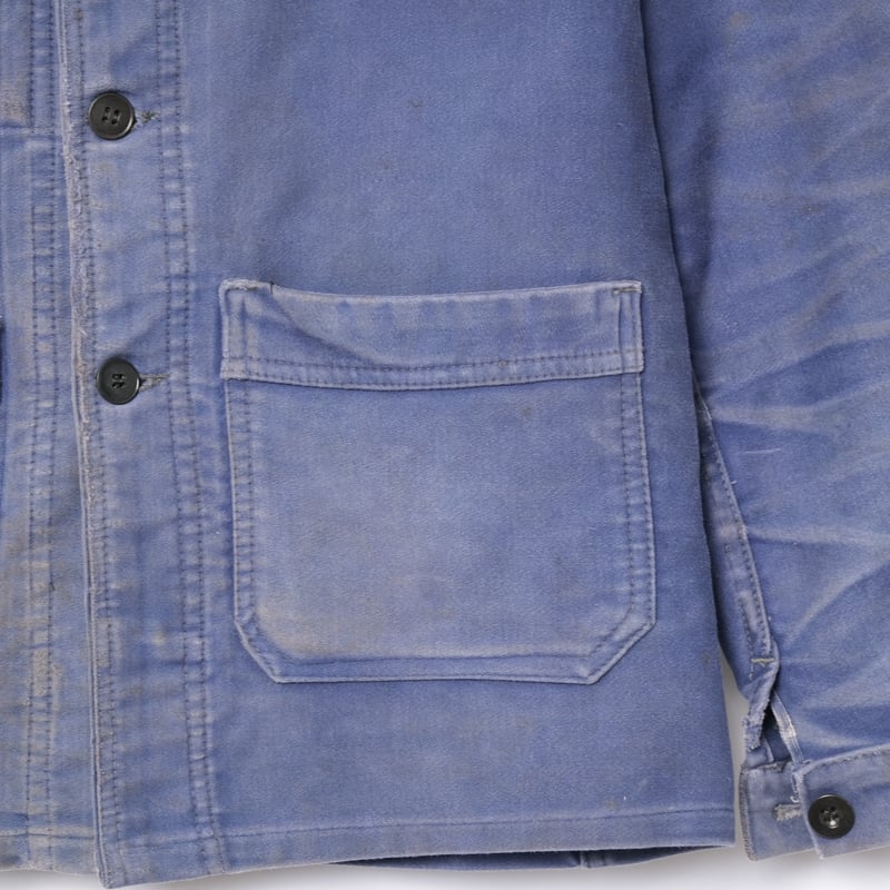 40s フレンチ ビンテージ ブルー モールスキン ジャケット 40s France Vintage Blue Moleskin Work Jacket |