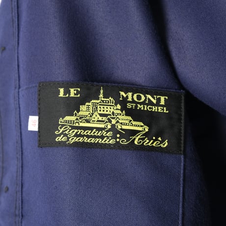 40s France Vintage Le Mont Saint Michel Blue Moleskin Work Jacket Dead Stock Vpocket