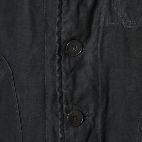 40s France Vintage Black Linen  Maquignon Coat