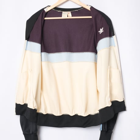 70-80s Vintage adidas Track Jacket Ivory × Black × Light Blue (Made in France)