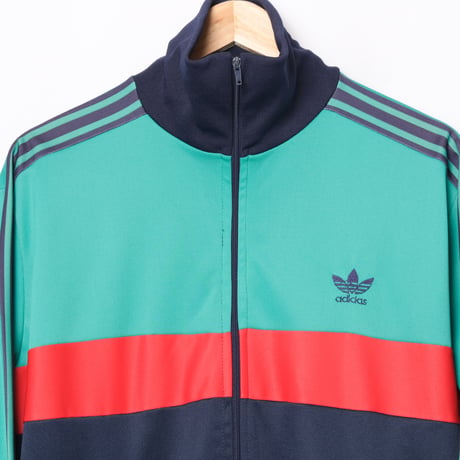 70-80s Vintage adidas Ventex Track Jacket Green×Red×Navy (Made in France)